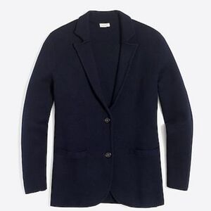 J. Crew Sweater Button Up Blazer In Navy Blue Cotton Size XS Women's